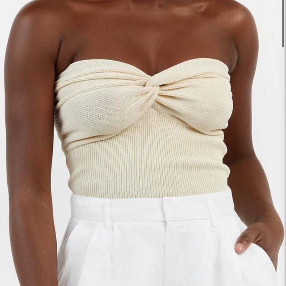 EUC DIISH Anika Twisted Cream Knit Strapless Top size US 4